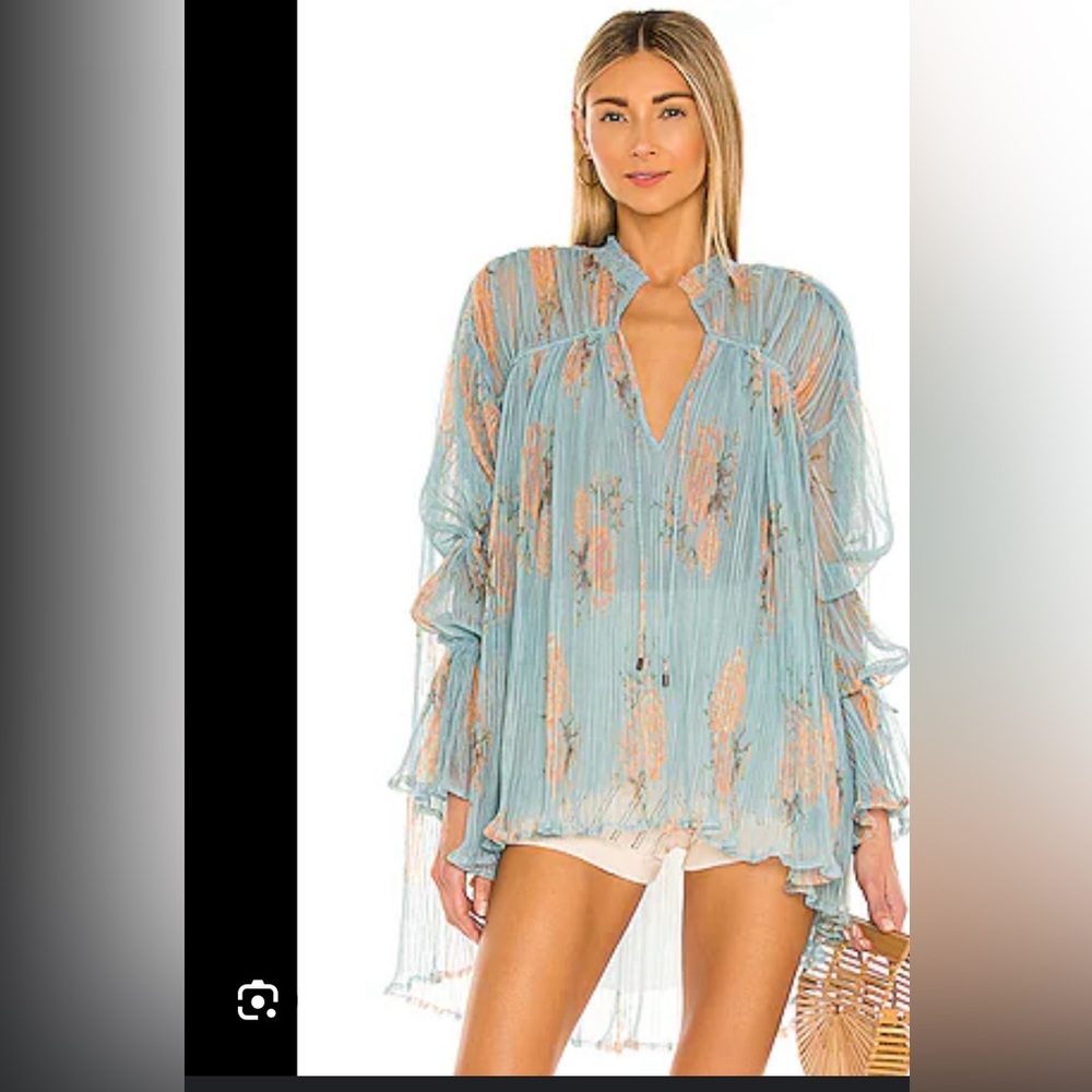 Free people Dahlia Tie Neck Bell Sleeve